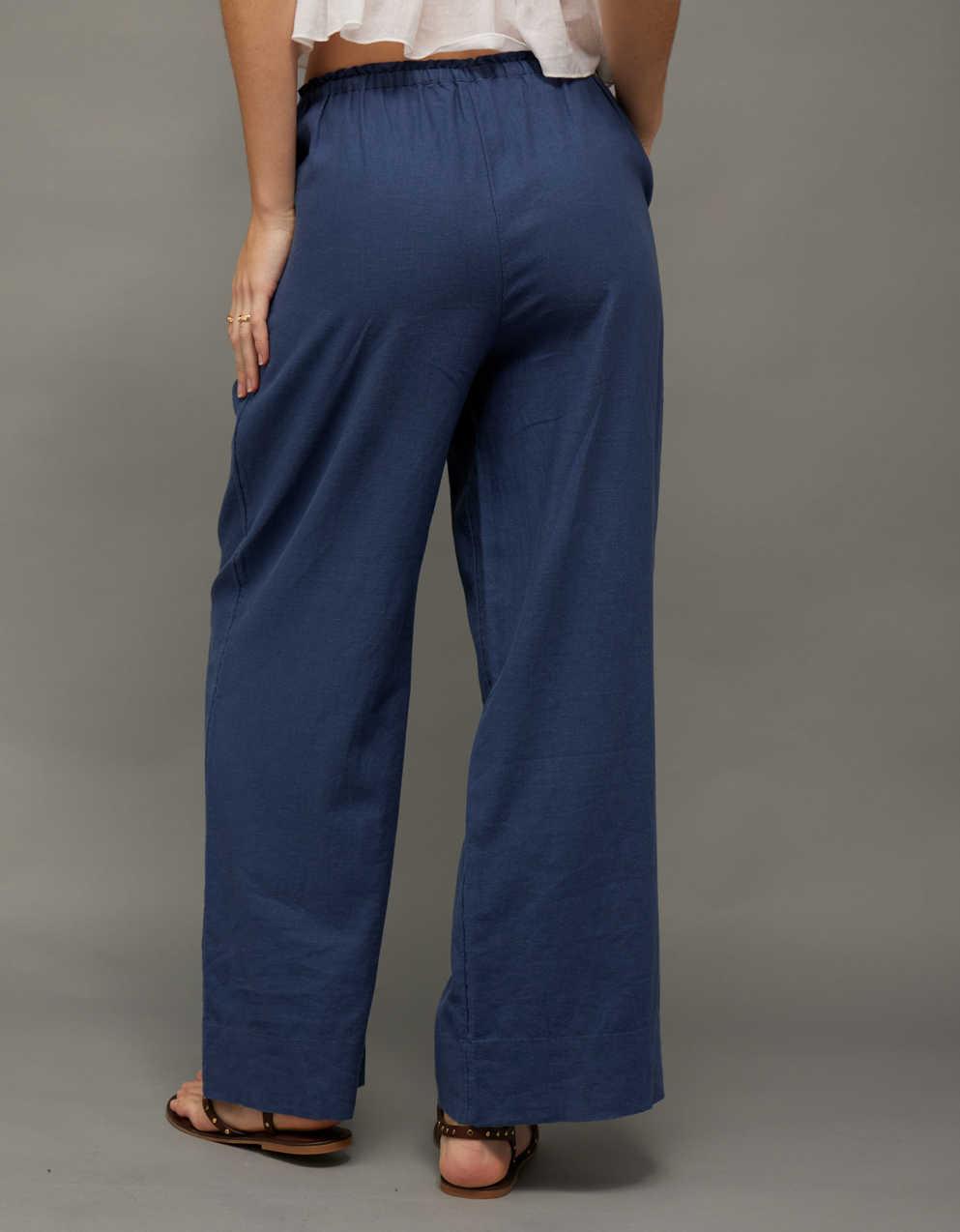 AE Linen-Blend Wide-Leg Pant