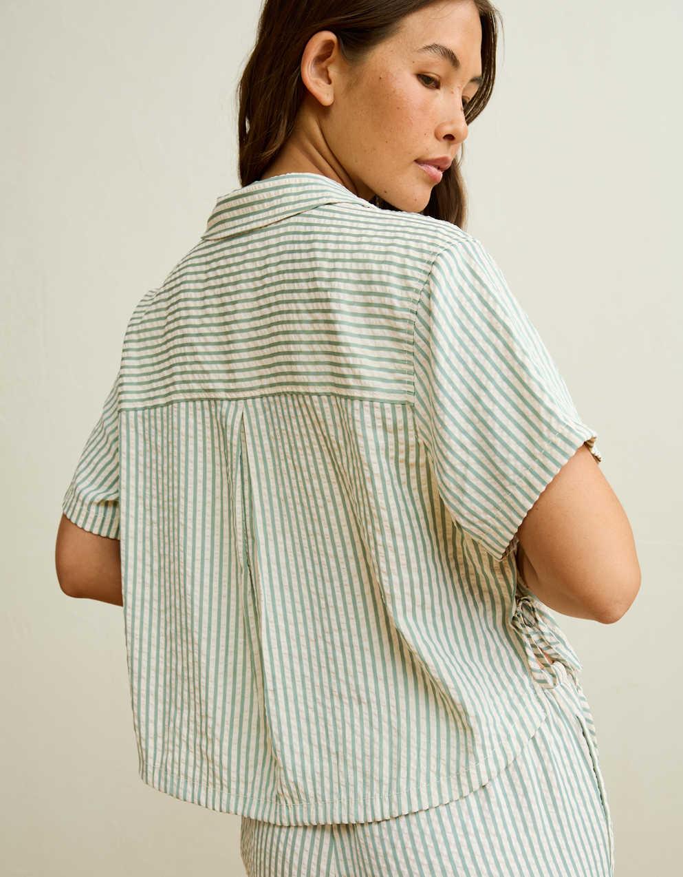AE Short-Sleeve Side-Tie Button-Up Shirt