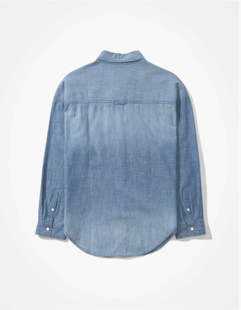 AE Bestie Long-Sleeve Denim Button-Up Shirt