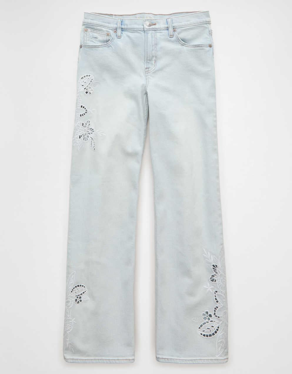 AE High-Waisted Embroidered Floral Stovepipe Jean