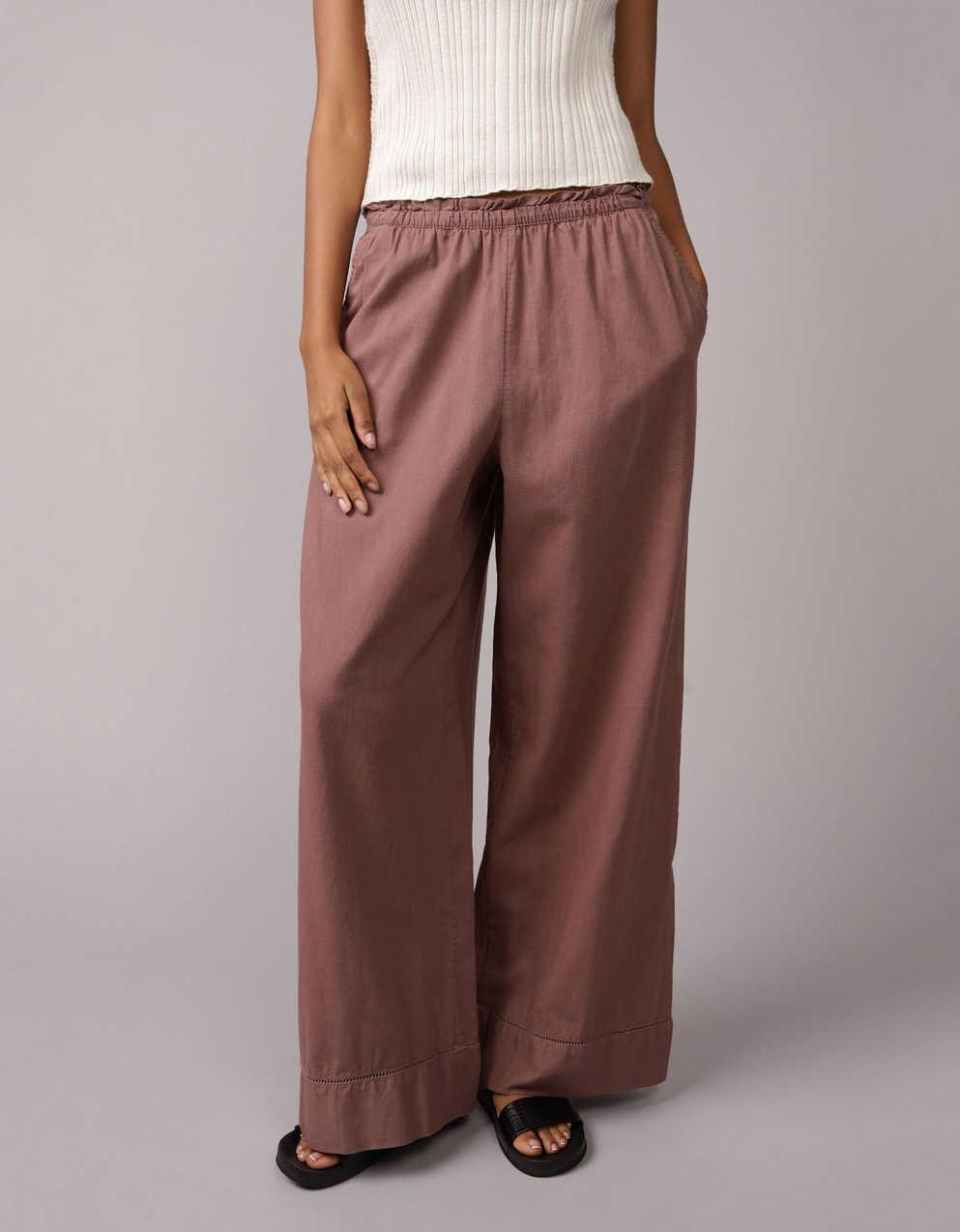 AE High-Waisted Linen-Blend Pull-On Pant