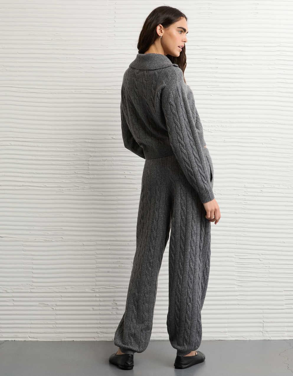 AE Cable-Knit Quarter-Zip Sweater