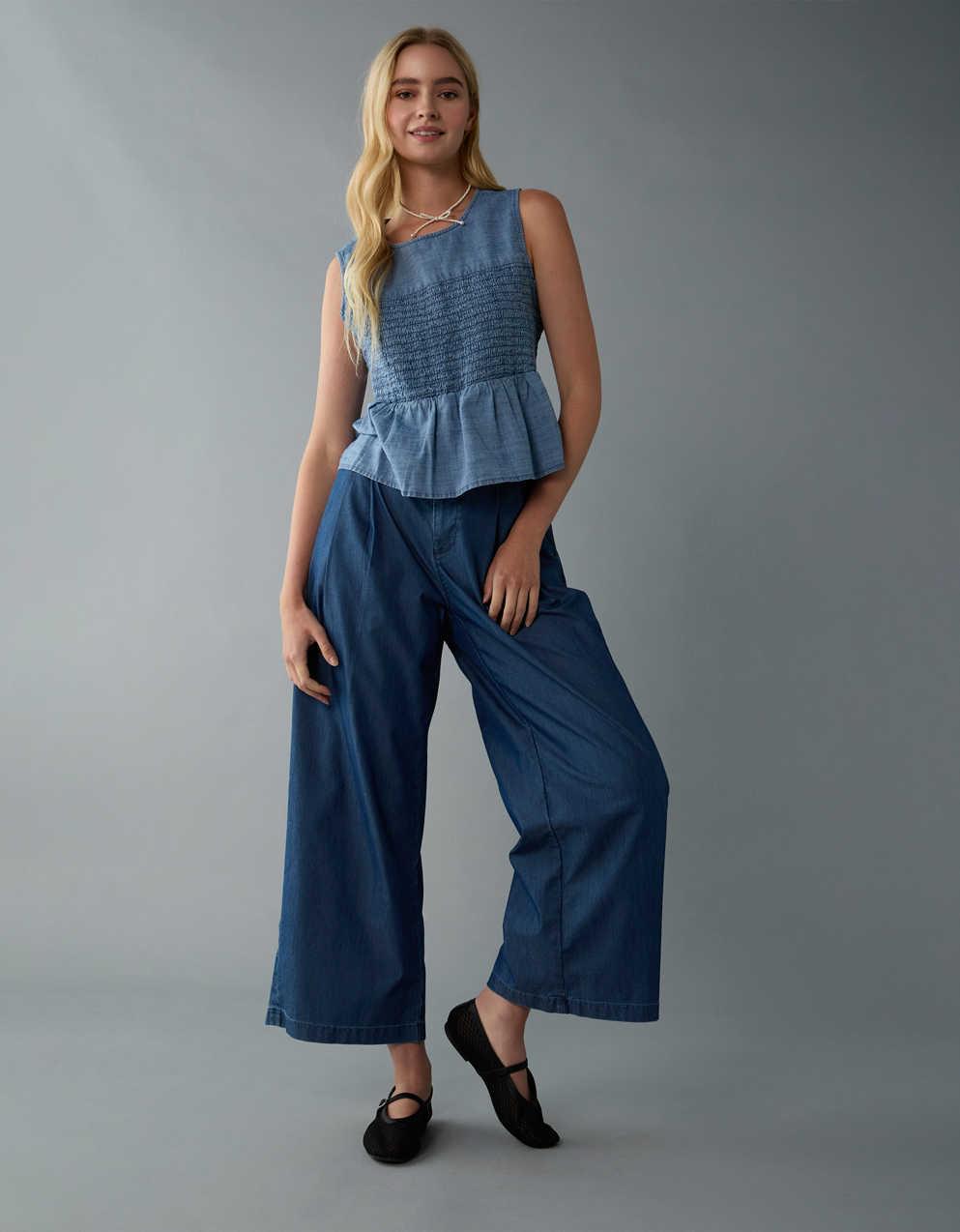 AE Cropped Denim Tank Top