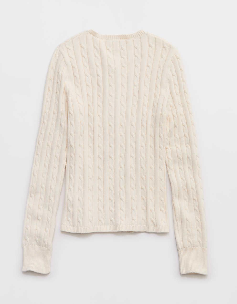 Aerie Cotton Cable Henley Sweater