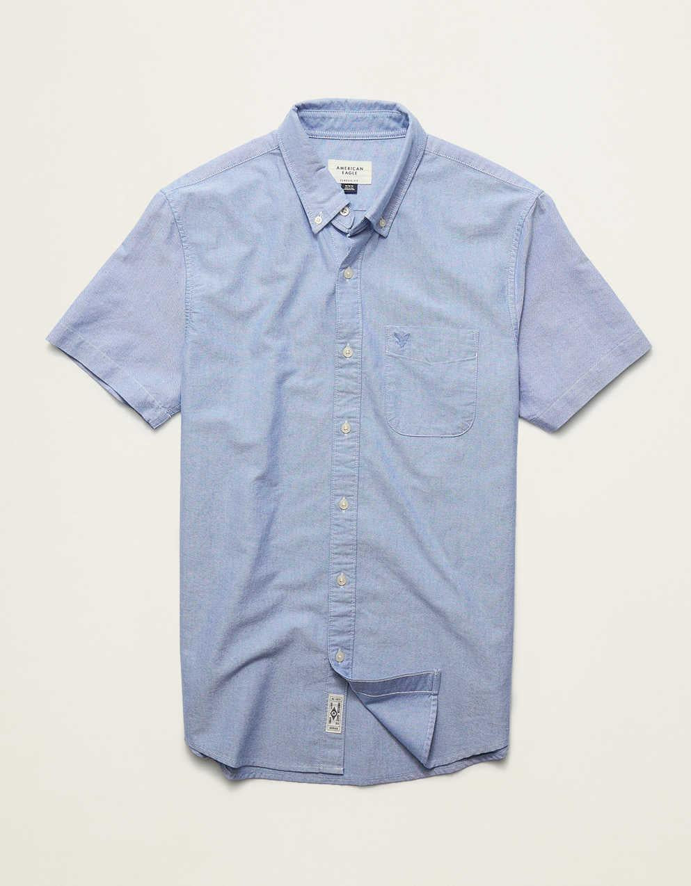AE Short-Sleeve Slim Fit Button-Up Shirt