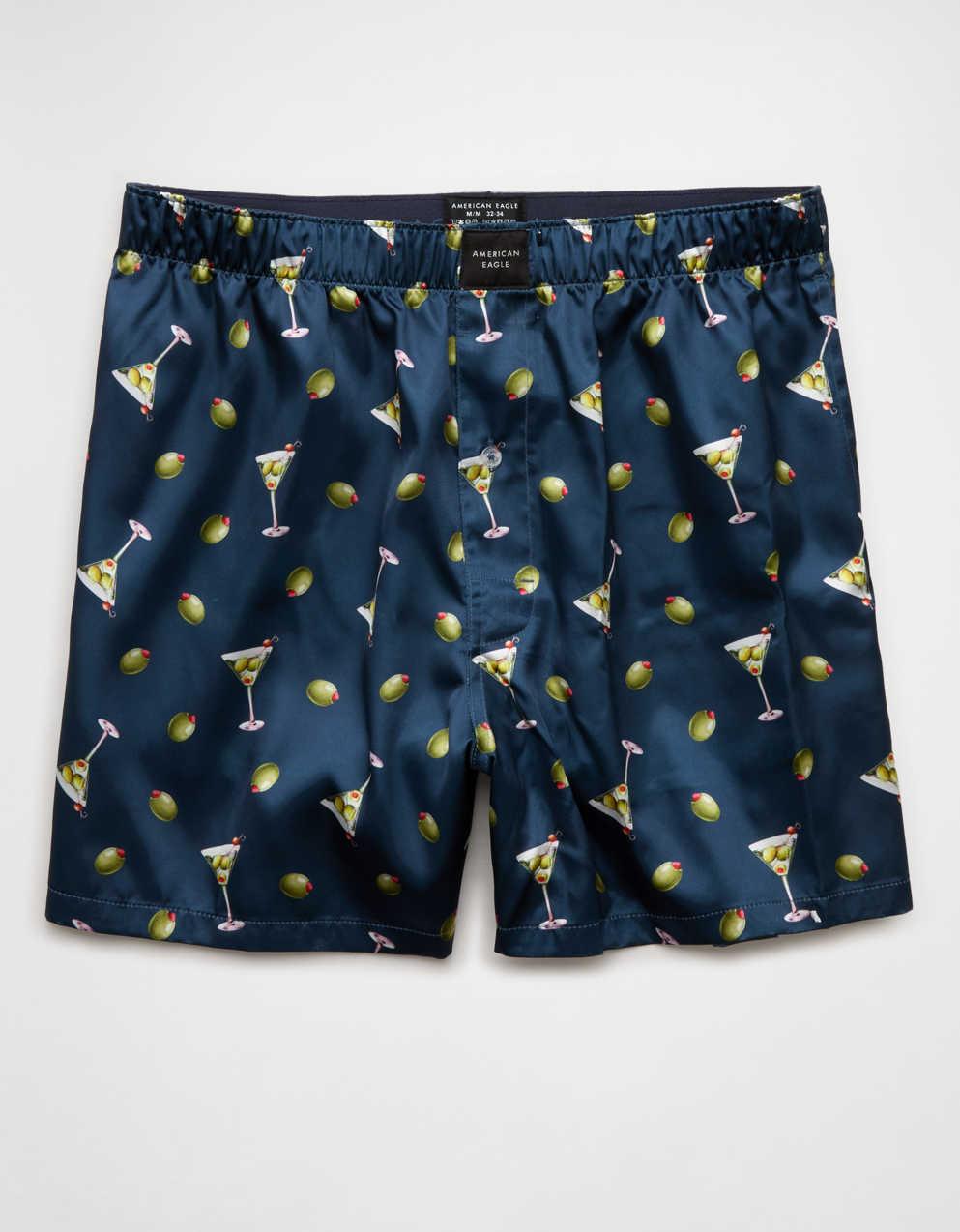 AEO Men's Olives Satin Pocket Boxer Short