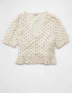 AE V-Neck Puff Sleeve Corset Shirt
