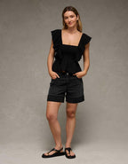 AE Sunchaser Knit Flutter Sleeve Babydoll Shirt
