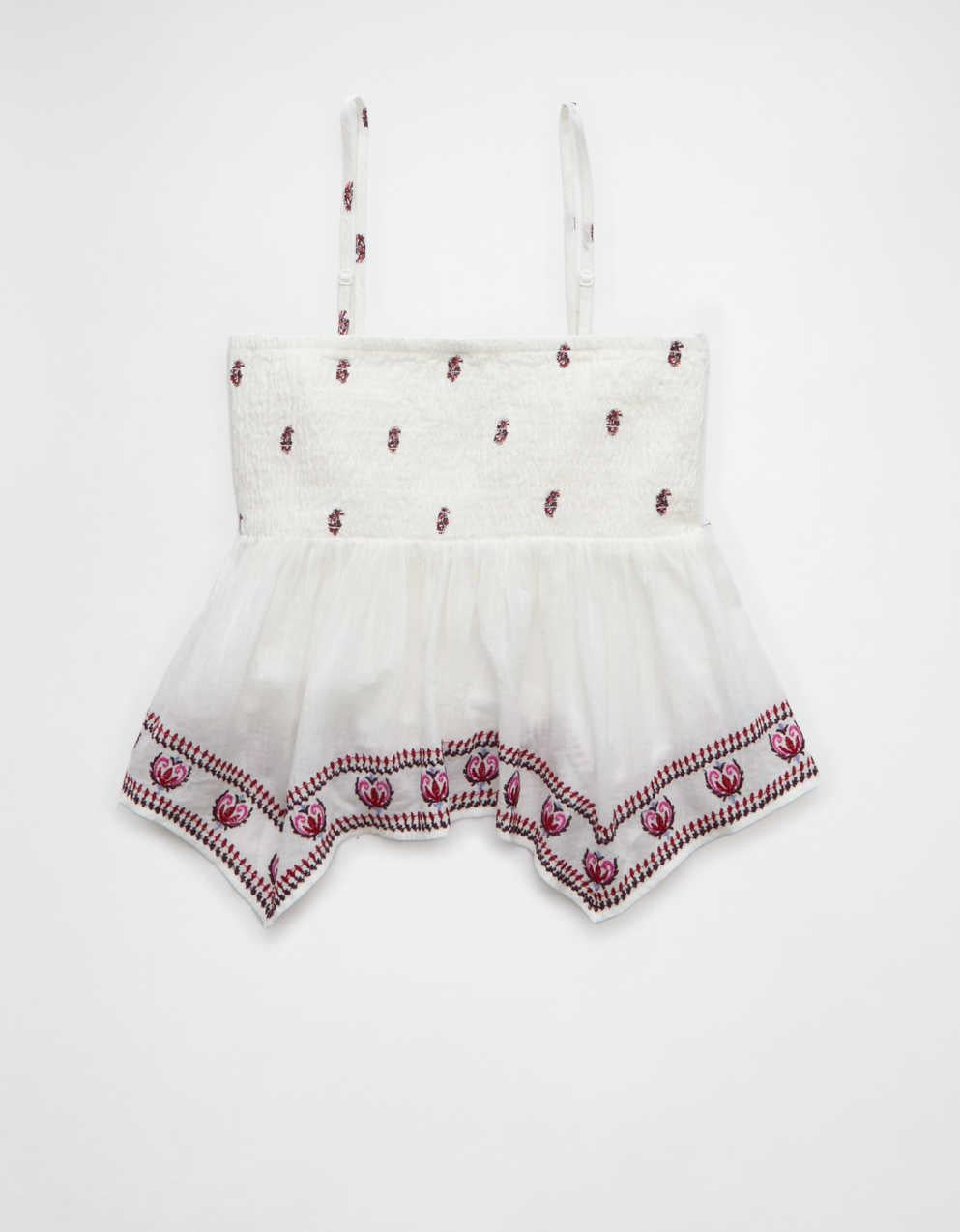 AE Handkerchief Hem Smocked Babydoll Tube Top