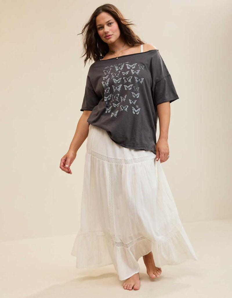 Aerie Off The Shoulder Oversized Boyfriend T-Shirt