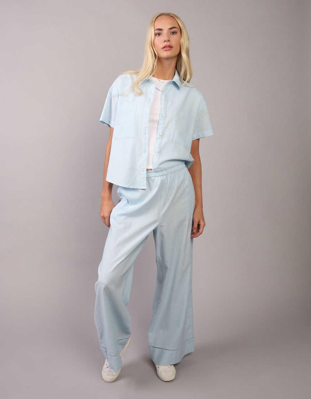 AE High-Waisted Linen-Blend Pull-On Pant