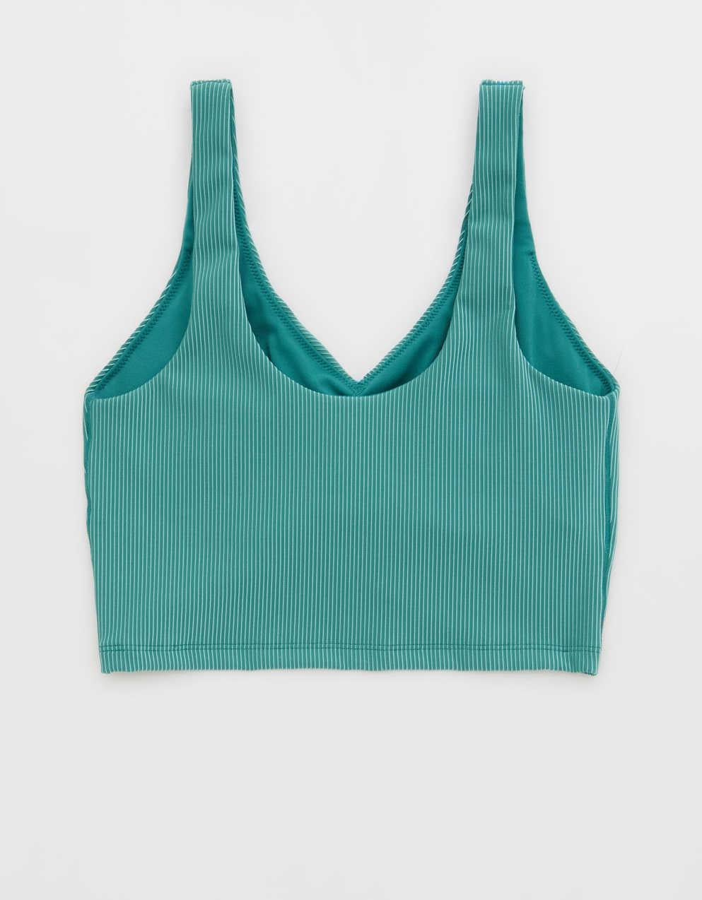 OFFLINE By Aerie Stripe Rib Ruched Low Key Sports Bra