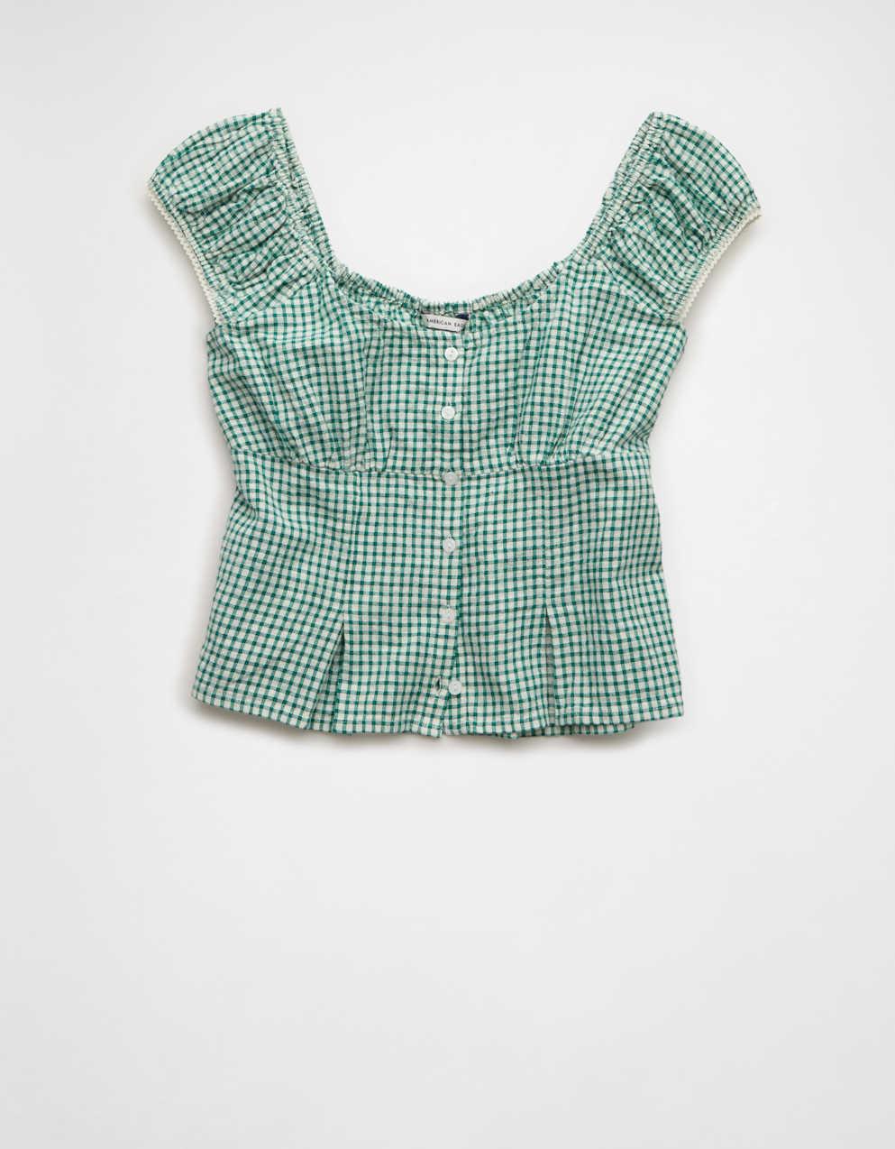 AE Cap-Sleeve Button-Up Top