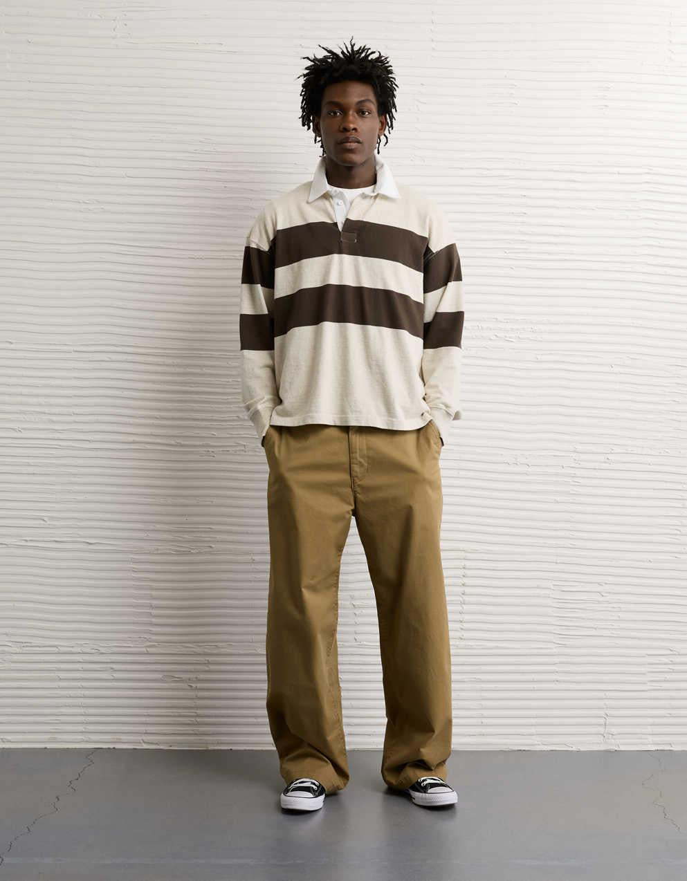 AE Long Sleeve Boxy Rugby Polo Shirt