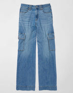 AE Dreamy Drape Stretch Super High-Waisted Cargo Baggy Wide-Leg Jean