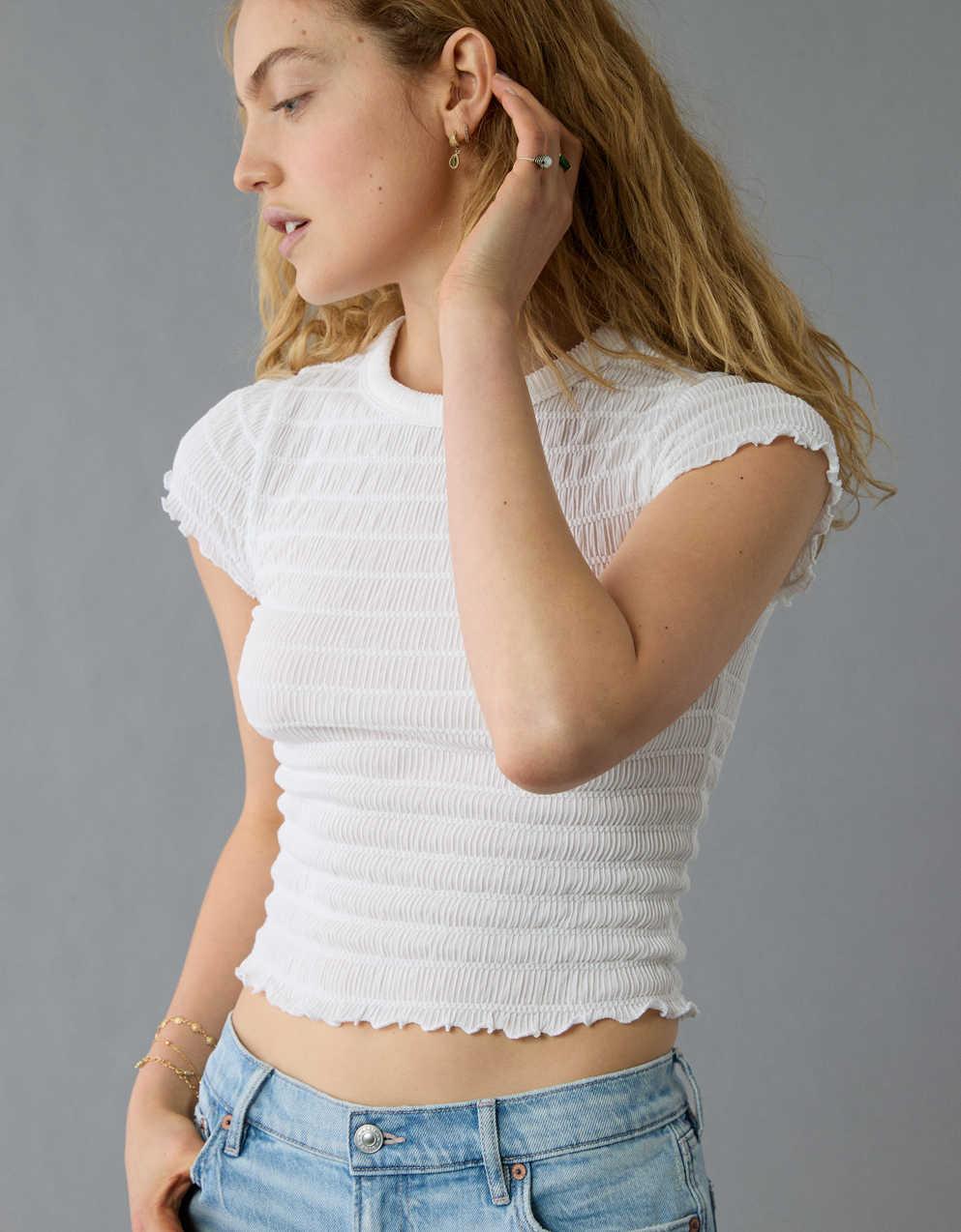 AE Smocked Hey Baby Tee