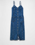 AE Denim Button-Up Midi Dress