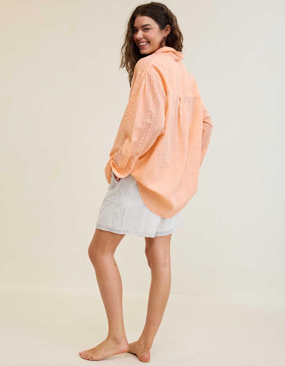 Aerie Seersucker Coverup Shirt