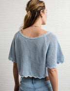 AE Off-the-Shoulder Cropped Crochet Tee