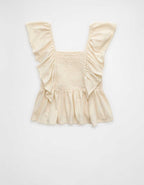 AE Sunchaser Knit Flutter Sleeve Babydoll Shirt