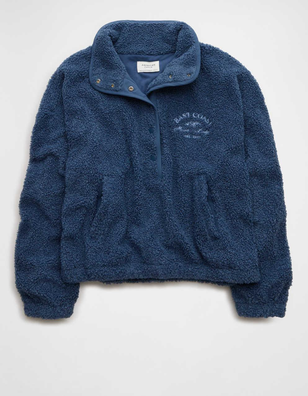 AE Sherpa Fleece Graphic Henley Sweatshirt