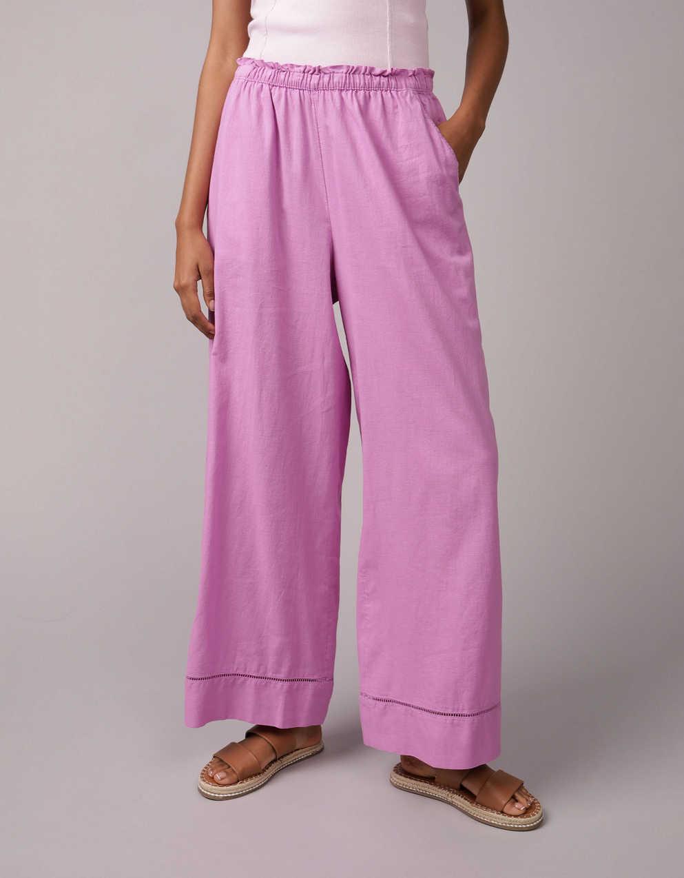 AE High-Waisted Linen-Blend Pull-On Pant