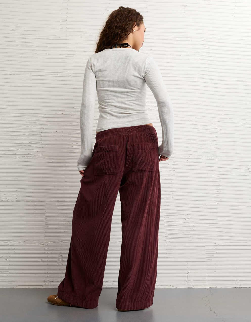 AE Stretch Corduroy Low-Rise Baggy Wide-Leg Pant