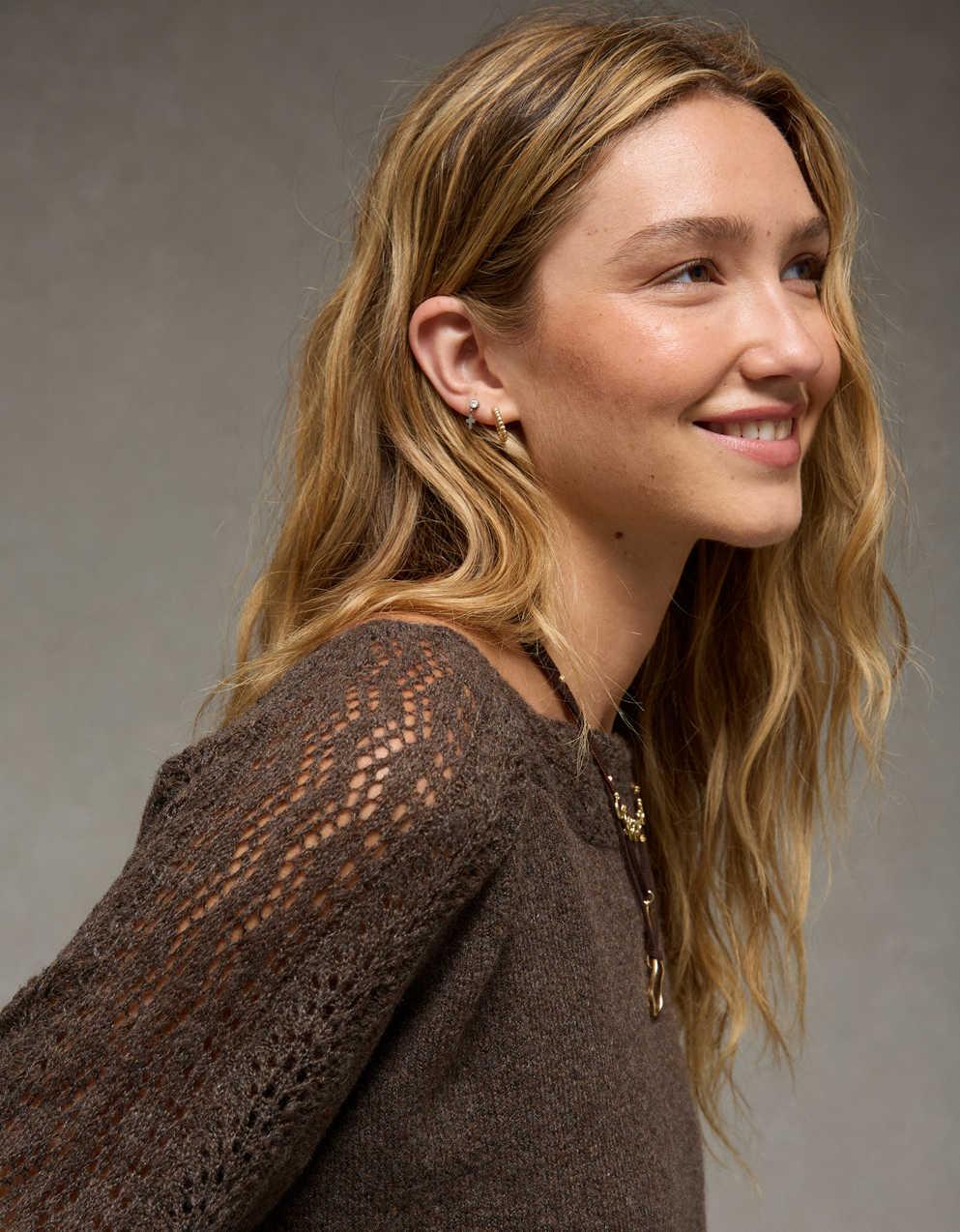 AE Whoa So Soft Lace Sweater