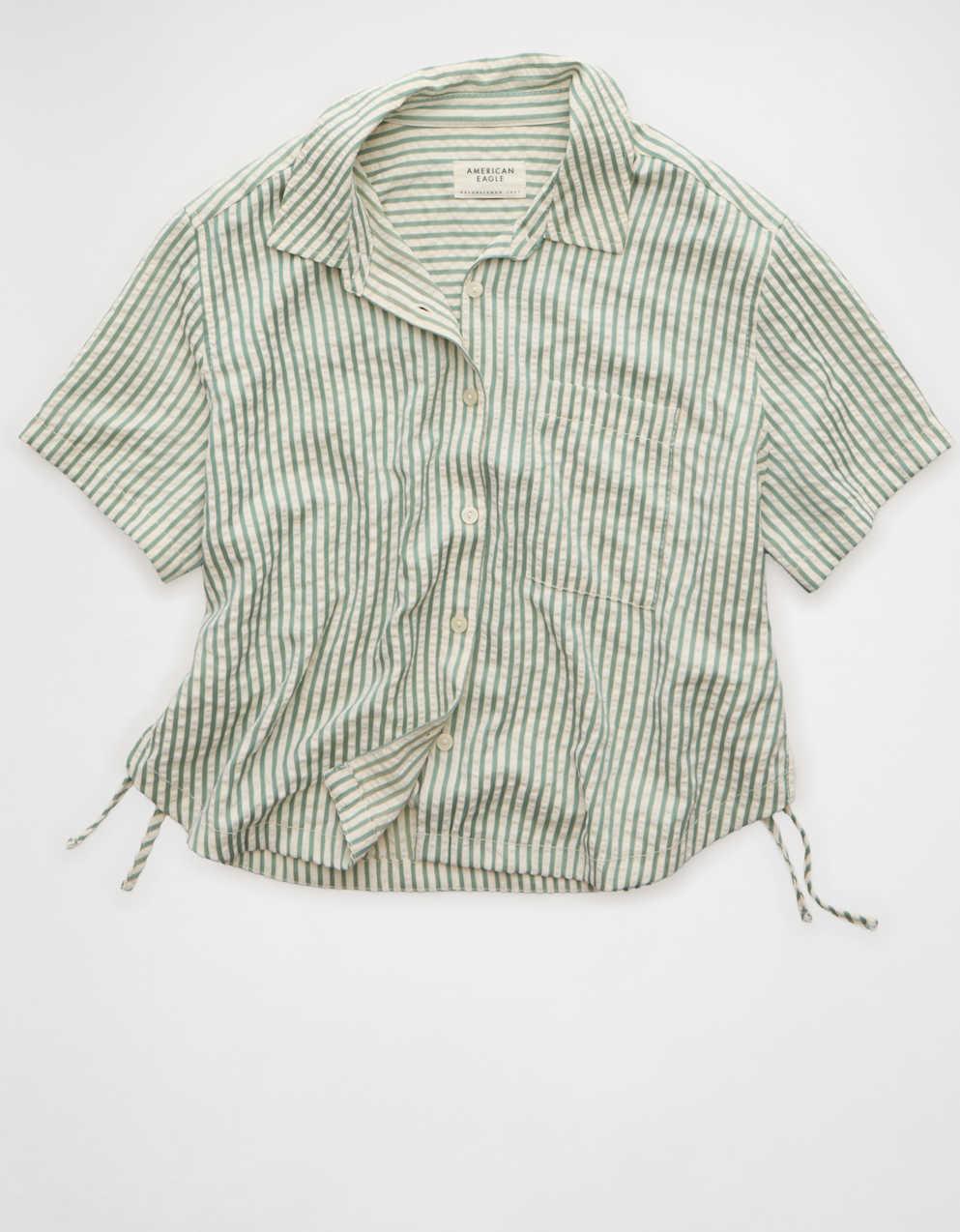 AE Short-Sleeve Side-Tie Button-Up Shirt