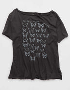 Aerie Off The Shoulder Oversized Boyfriend T-Shirt
