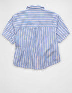 AE Short-Sleeve Side-Tie Button-Up Shirt
