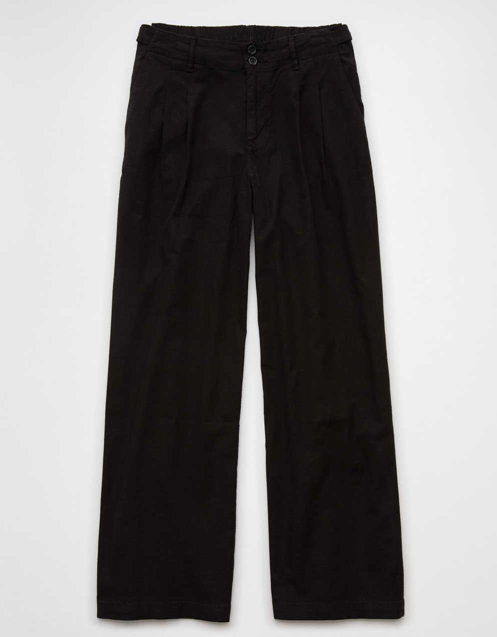 AE Stretch Linen-Blend High-Waisted Wide-Leg Trouser
