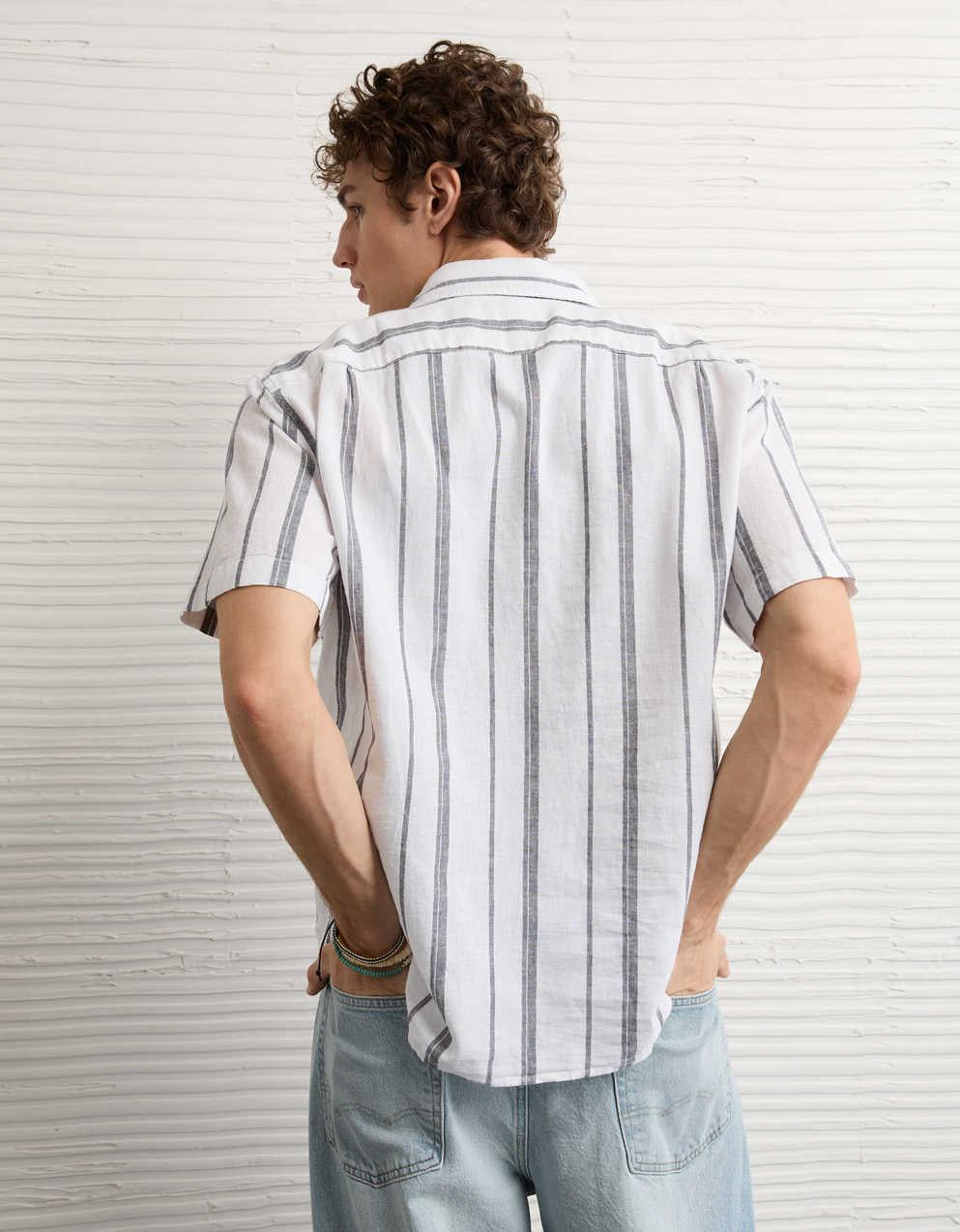 AE Standard Fit Linen-Blend Button-Up Shirt