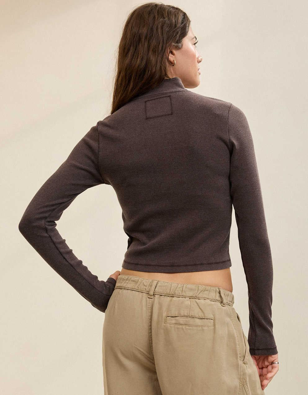 Aerie Long Sleeve Quarter Zip T-Shirt