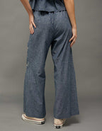 AE Stretch High-Waisted Embroidered Wide-Leg Pant