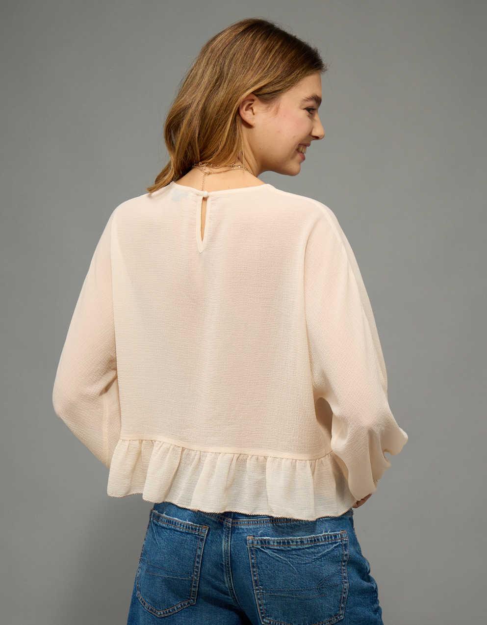 AE Ruffled Long Sleeve Blouse