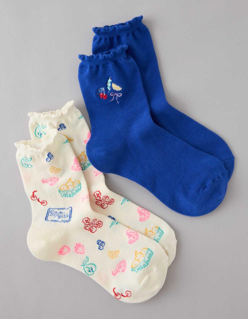 AE Graphic Cropped Crew Socks 2-Pack