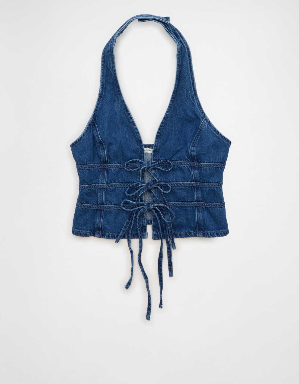 AE Denim Bow-Front Vest
