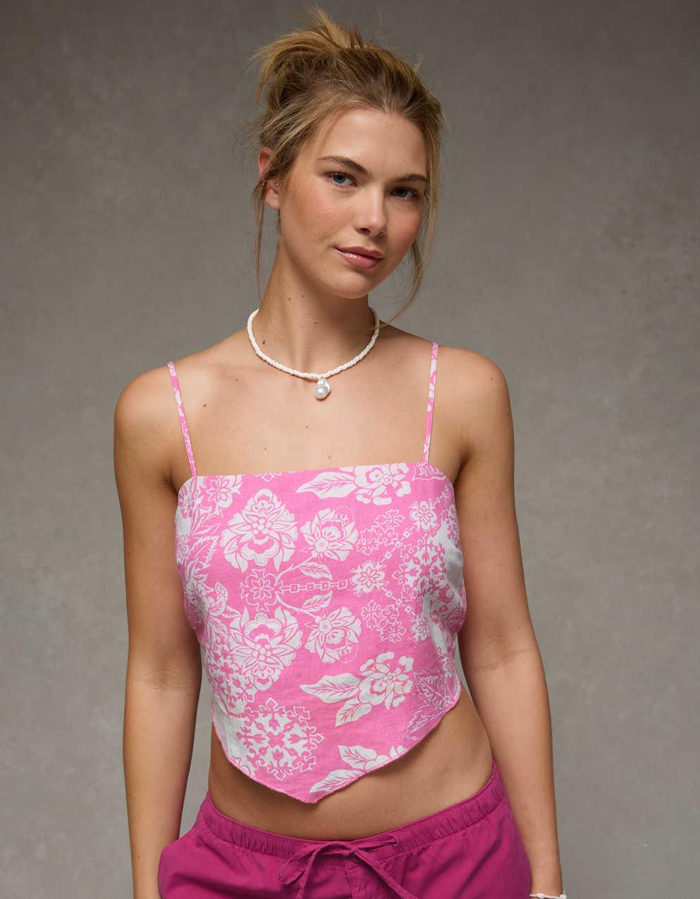 AE Linen-Blend Bandana Top