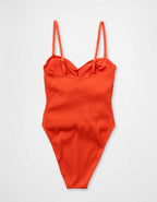 Aerie Ribbed Ruched Bandeau Cheeky One Piece Swimsuit