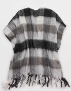 Aerie Fringe Plaid Cape