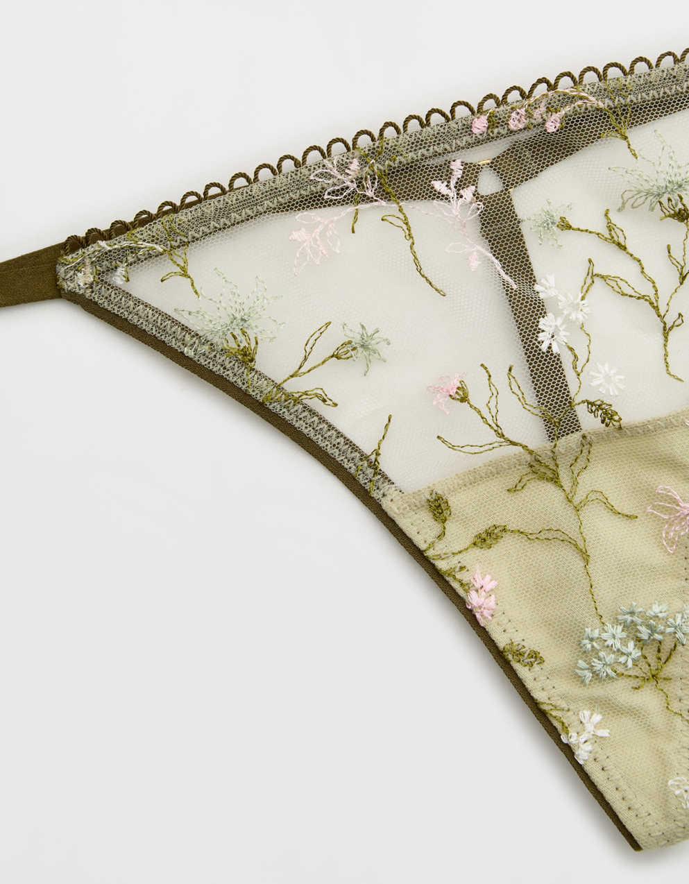 Show Off Embroidery Thong Underwear