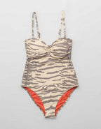 Aerie Ruched Cut Out Bandeau Full Coverage One Piece Swimsuit