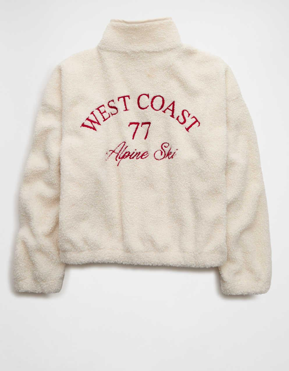 AE Sherpa Fleece Graphic Henley Sweatshirt