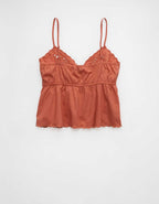 AE Tie Front Embroidered Tank Top