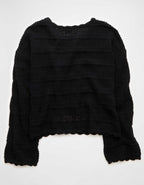 AE Cropped Crochet Sweater