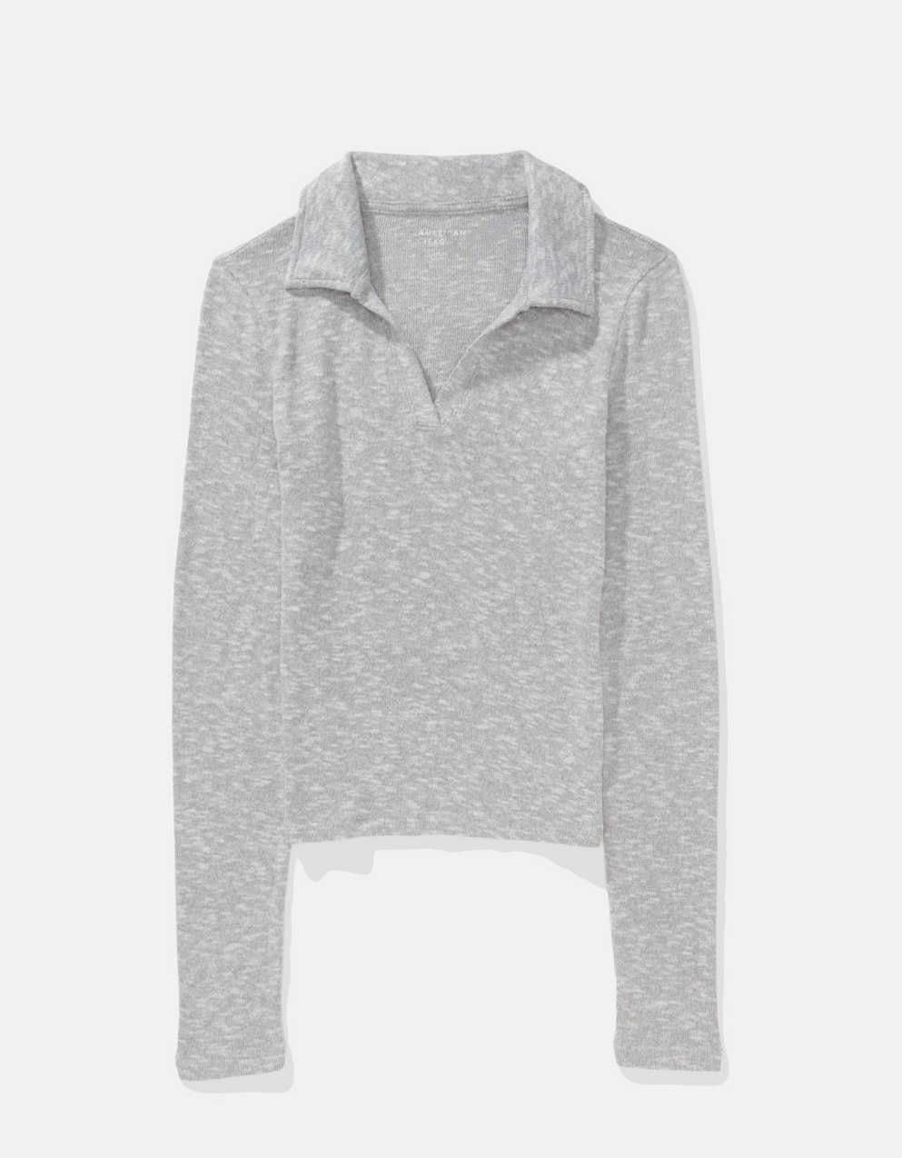 AE Long-Sleeve Plush Polo T-Shirt
