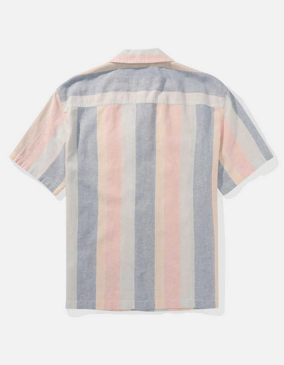AE Poolside Linen-Blend Striped Button-Up Shirt