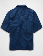 AE Poolside Linen-Blend Printed Button-Up Shirt