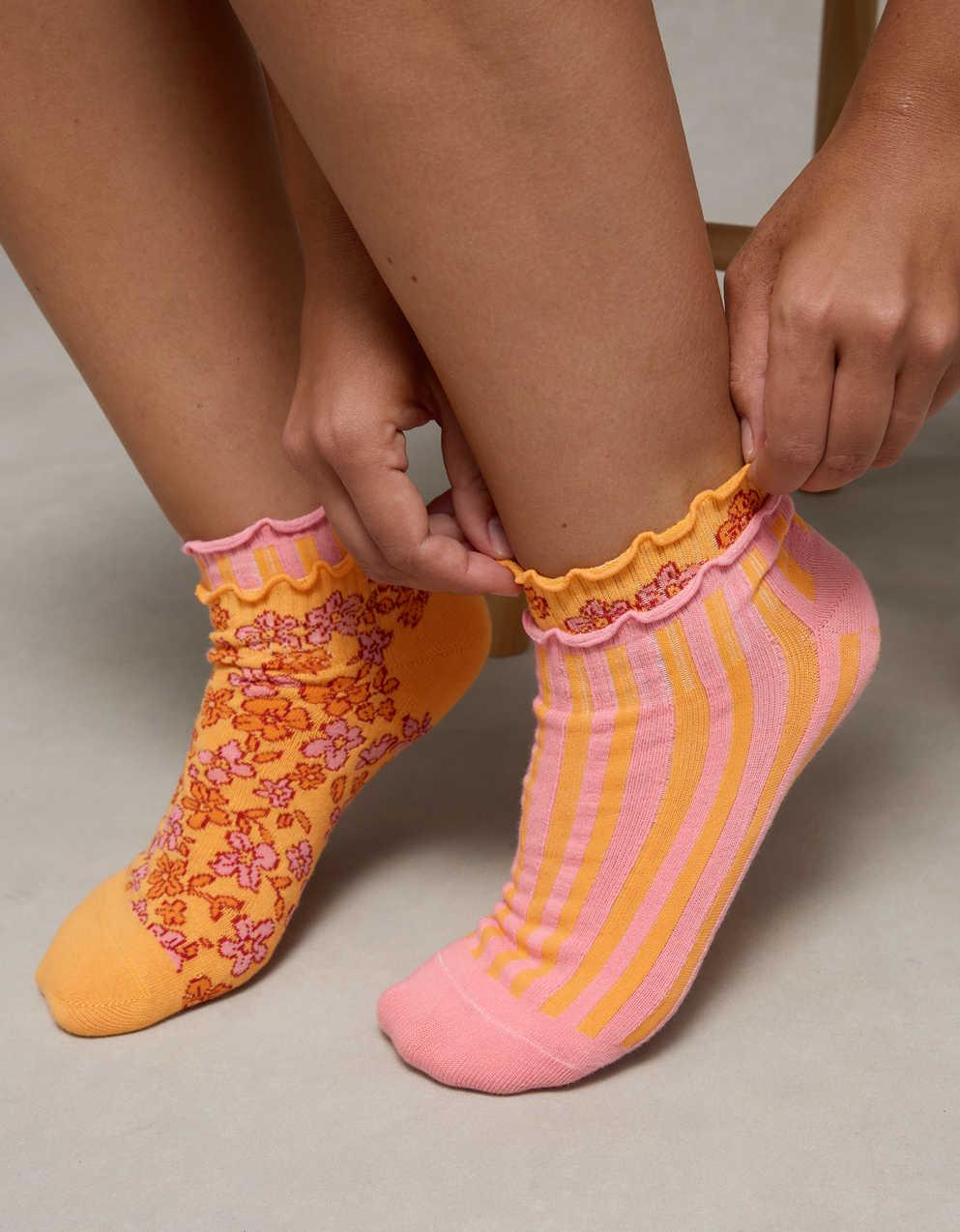 AE Floral Shortie Crew Socks 2-Pack